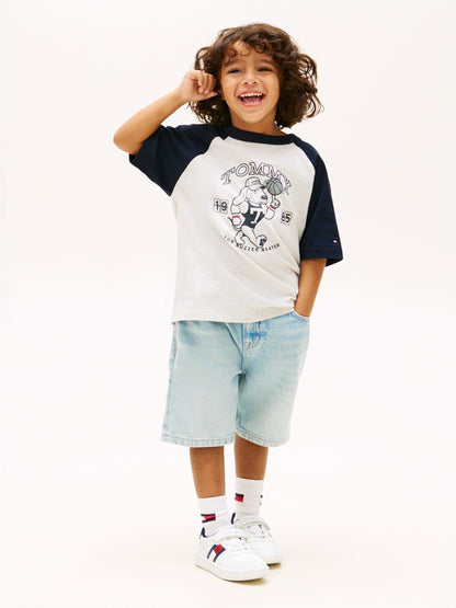 Tommy Hilfiger Grey Graphic Raglan Crew Neck T-Shirt image 3