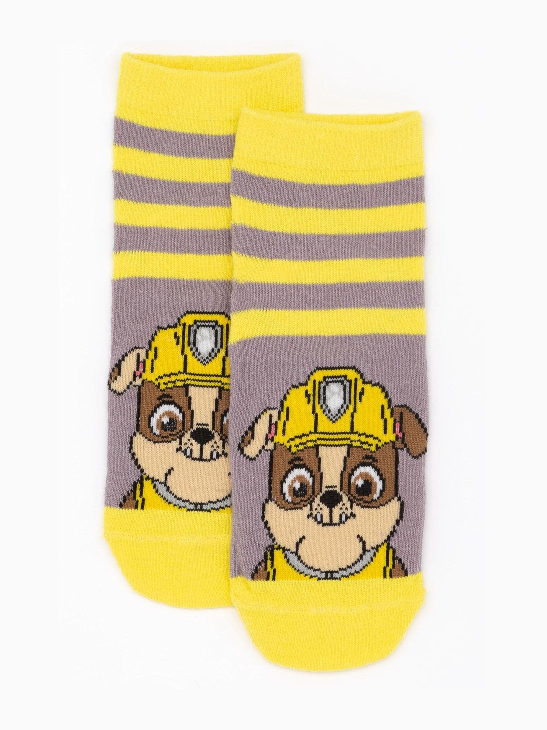 Dsiney Kidz - Vanilla Underground Yellow Paw Patrol Multicoloured Boys Multi-Character Face Graphic Calf Socks Set of 5 image 3