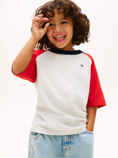 Tommy Hilfiger Grey Colour-Blocked Jersey Crew Neck T-Shirt image 1