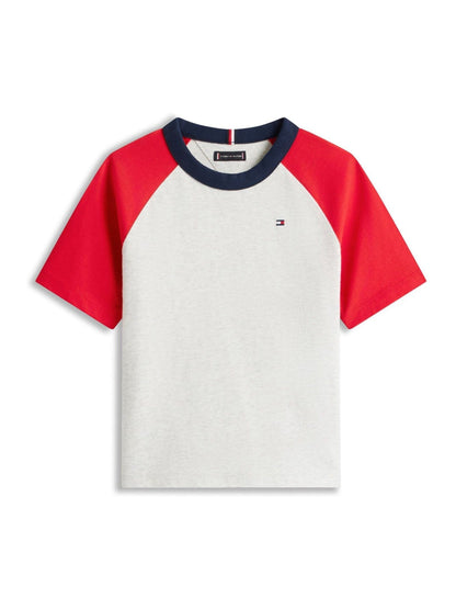 Tommy Hilfiger Grey Colour-Blocked Jersey Crew Neck T-Shirt image 5