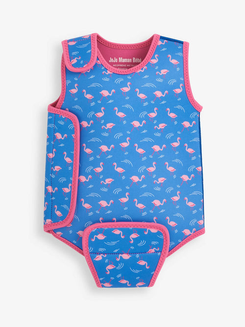 JoJo Maman Bébé Blue Flamingo Print Baby Wetsuit image 1