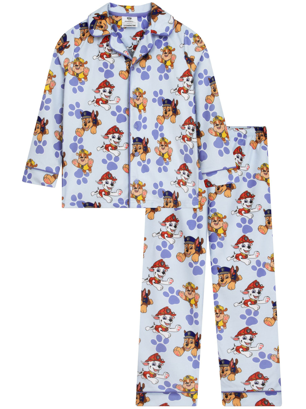 Character Blue Paw Patrol Button Up Chase, Marshall & Rubble Pyjamas - image 1