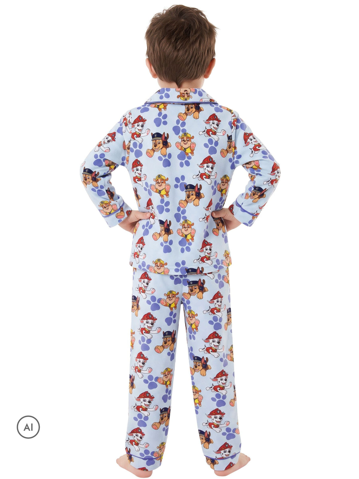 Character Blue Paw Patrol Button Up Chase, Marshall & Rubble Pyjamas - image 2