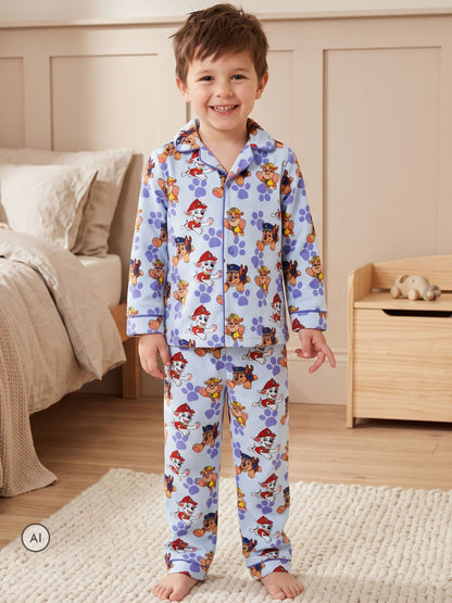 Character Blue Paw Patrol Button Up Chase, Marshall & Rubble Pyjamas - image 4