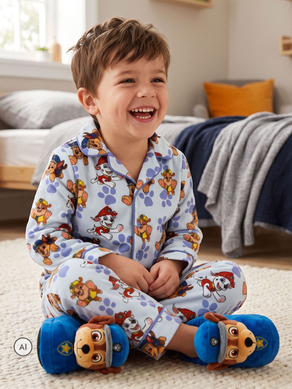 Character Blue Paw Patrol Button Up Chase, Marshall & Rubble Pyjamas - image 5