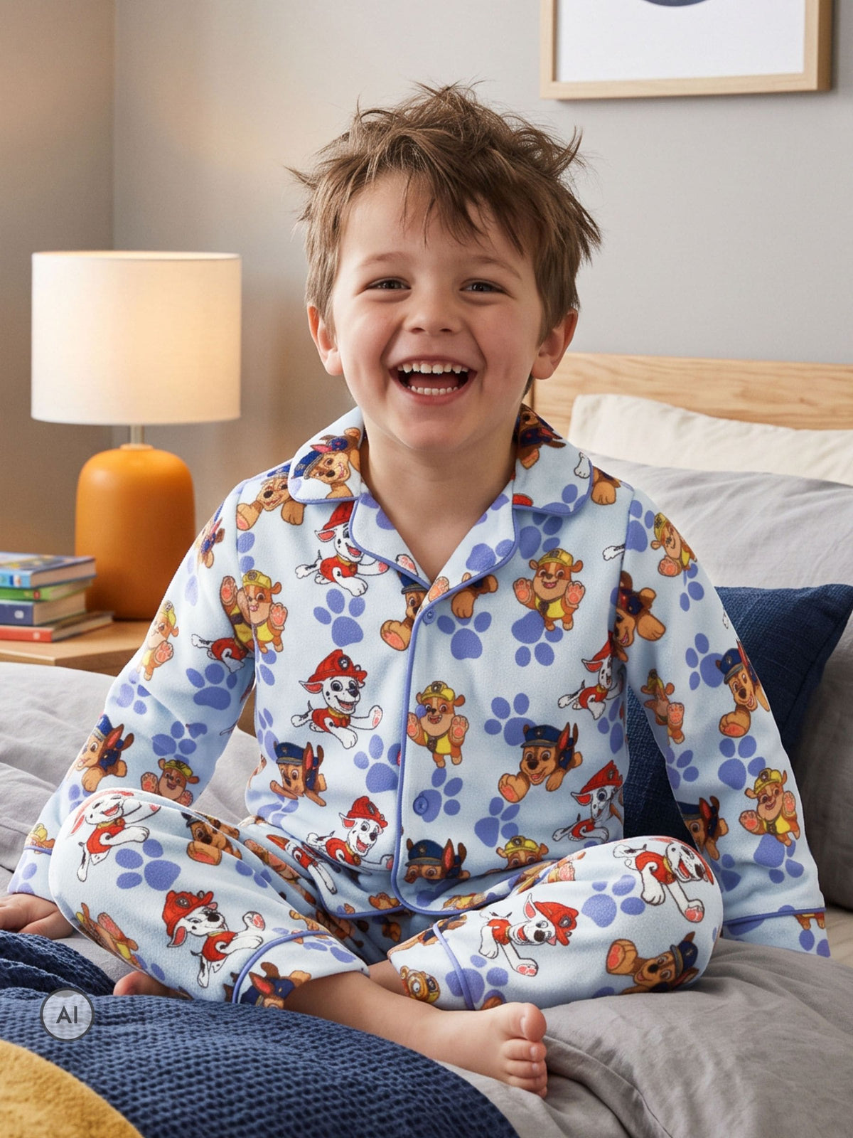 Character Blue Paw Patrol Button Up Chase, Marshall & Rubble Pyjamas - image 6
