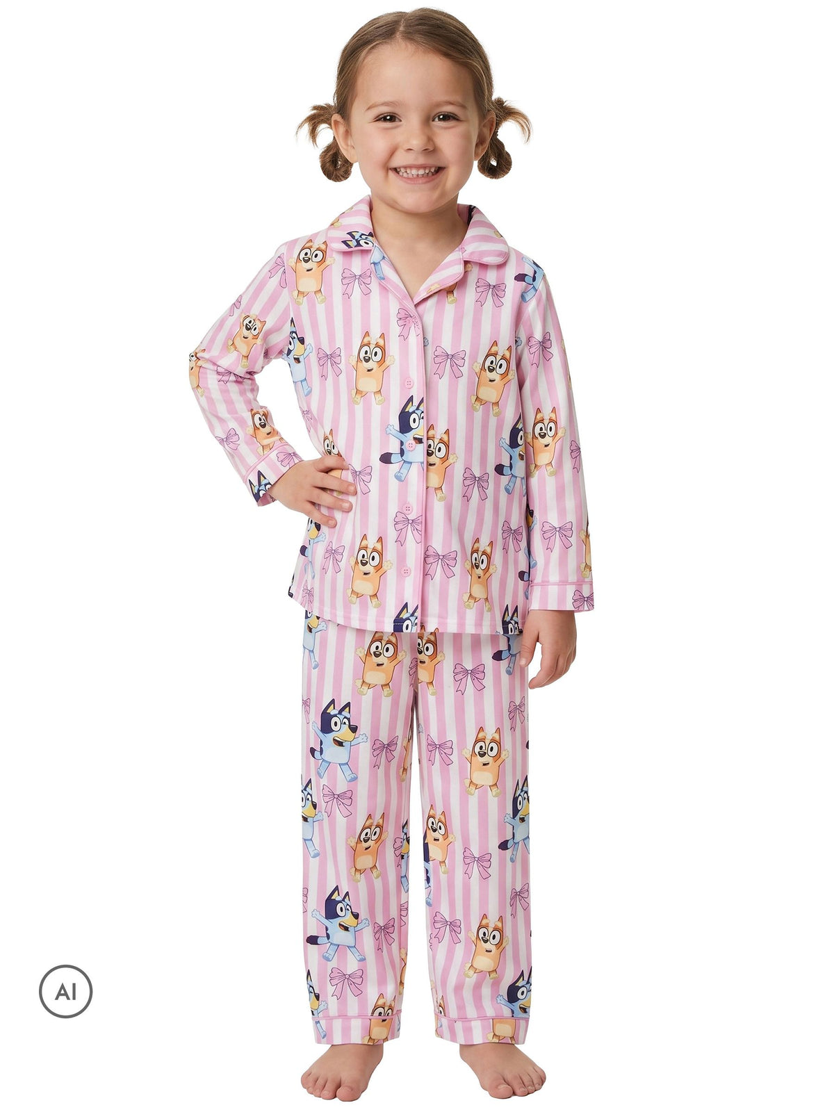 Character Pink Bluey And Bingo Button Up Pyjamas - image 4