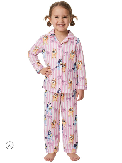 Character Pink Bluey And Bingo Button Up Pyjamas - image 4