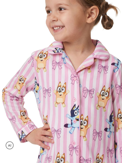 Character Pink Bluey And Bingo Button Up Pyjamas - image 6