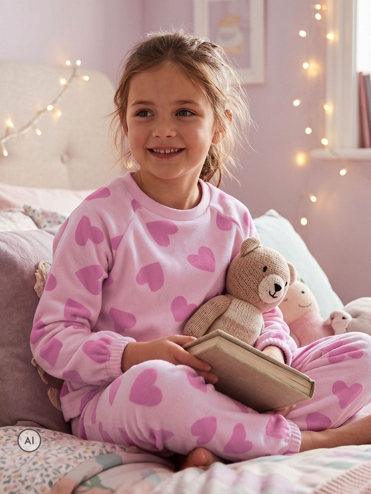 Harry Bear Pink Heart Fleece Pyjamas - image 1