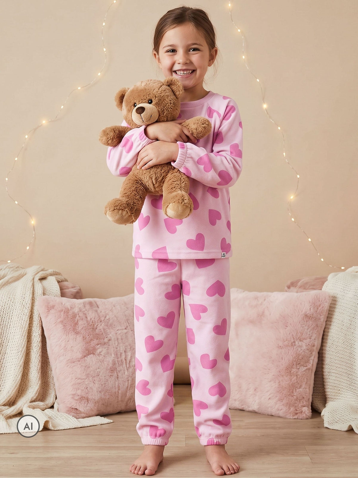 Harry Bear Pink Heart Fleece Pyjamas - image 3