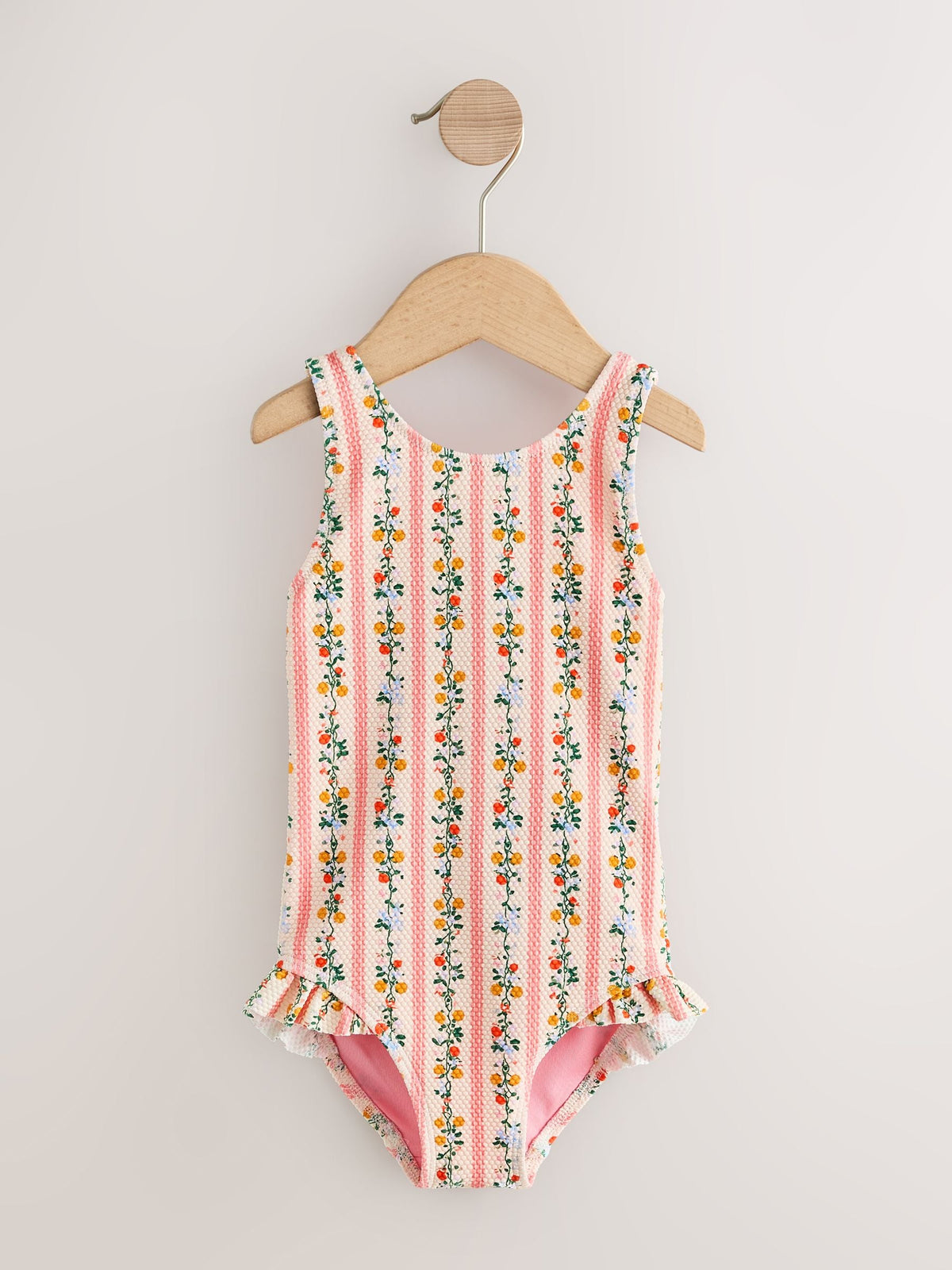 Pink/Orange Ditsy Frill Leg Swimsuit (3mths-7yrs) - image 1