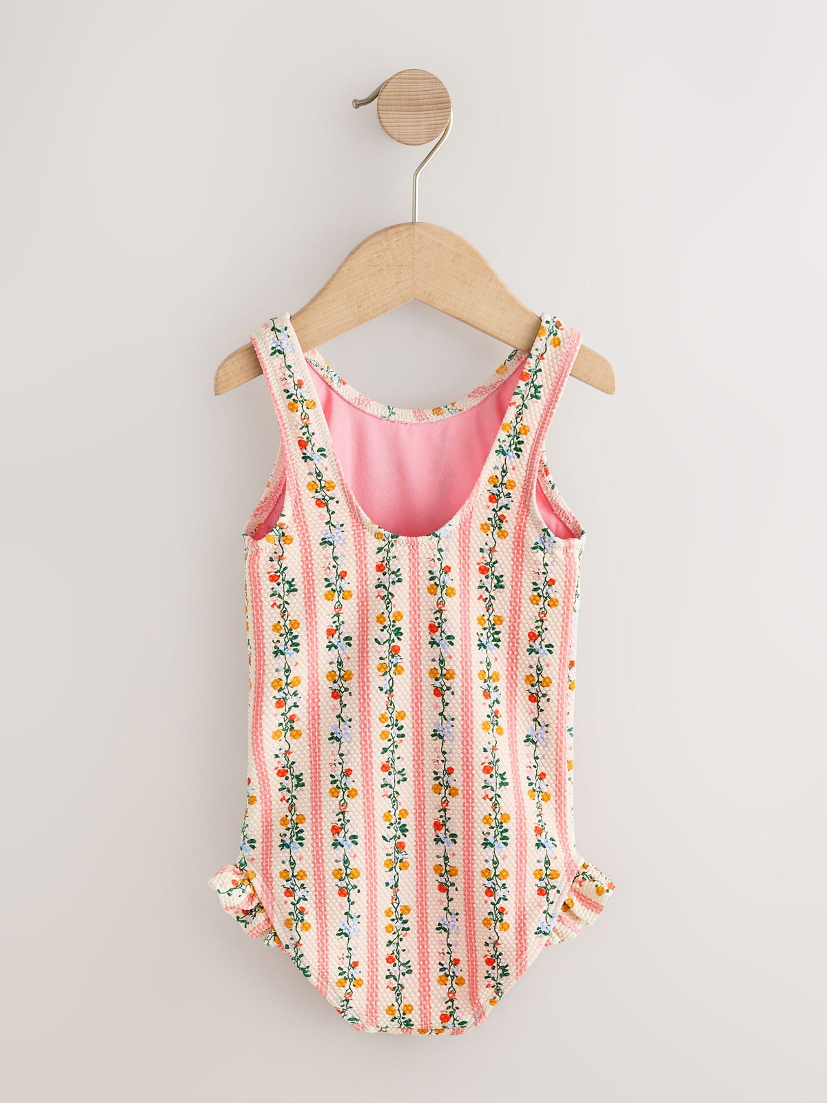 Pink/Orange Ditsy Frill Leg Swimsuit (3mths-7yrs) - image 2
