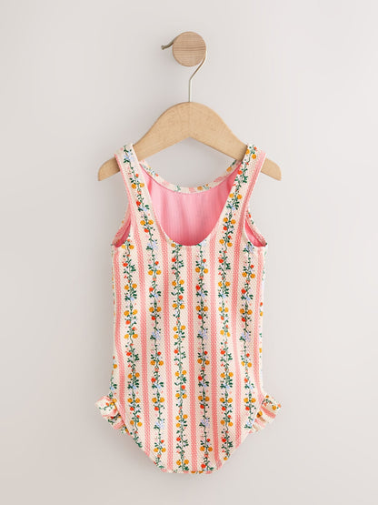 Pink/Orange Ditsy Frill Leg Swimsuit (3mths-7yrs) - image 2