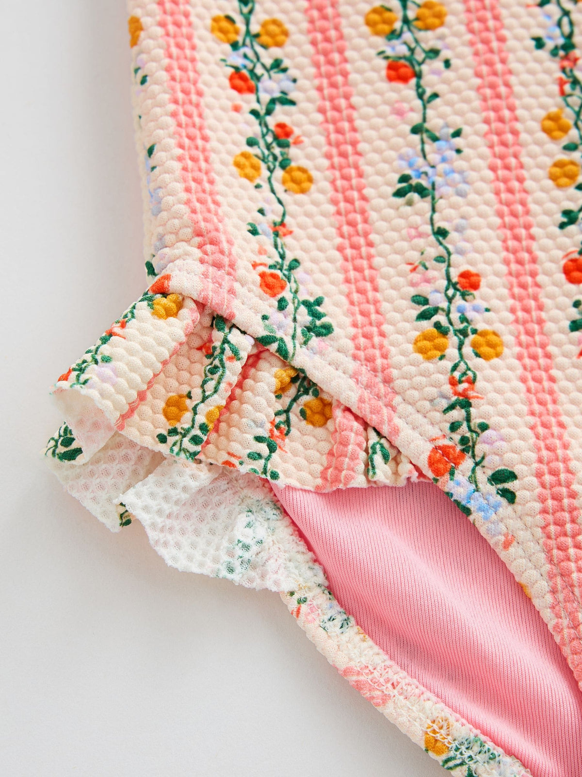 Pink/Orange Ditsy Frill Leg Swimsuit (3mths-7yrs) - image 4