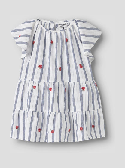 Name It Blue Tiered Stripe Strawberry Dress image 3