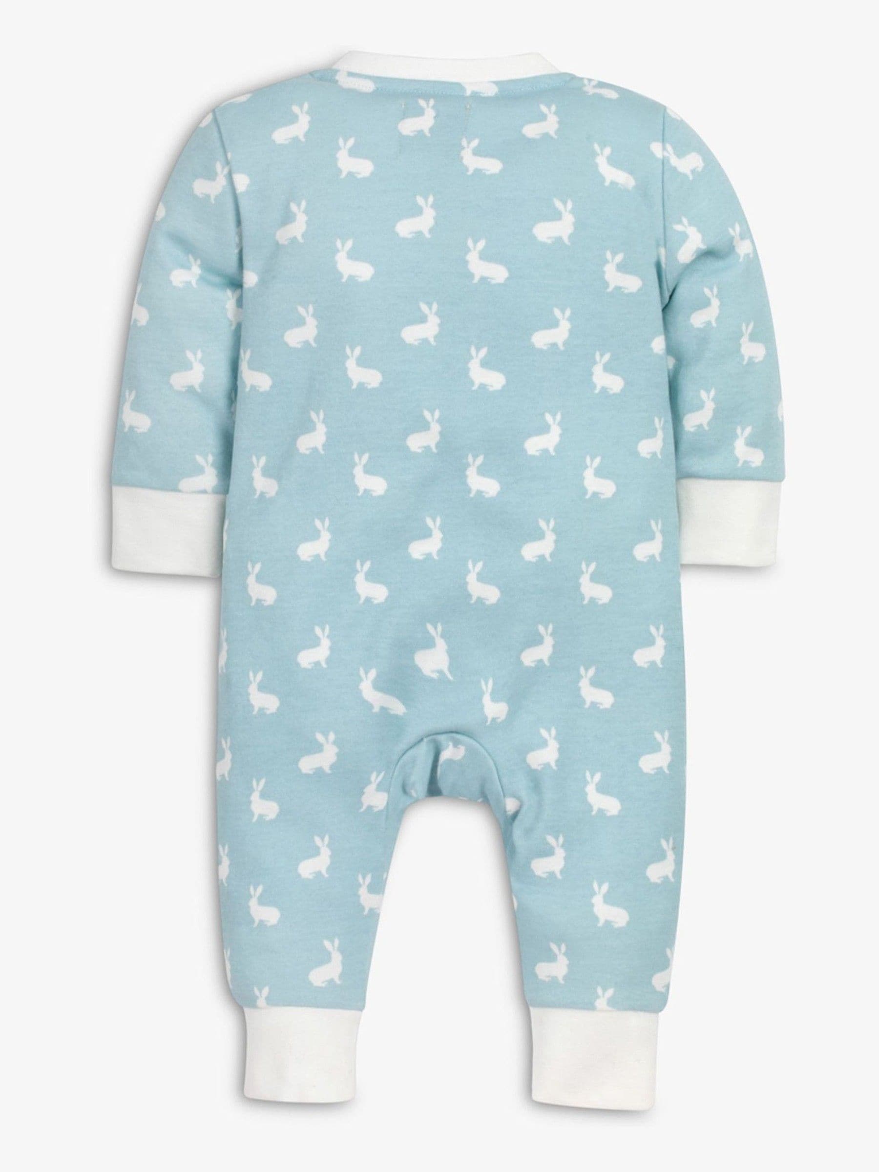 The Little Tailor Blue Front Zip Soft 100% Cotton Sleepsuit image 2
