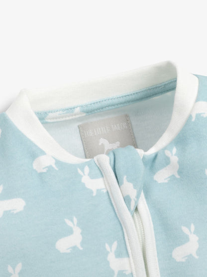 The Little Tailor Blue Front Zip Soft 100% Cotton Sleepsuit image 3