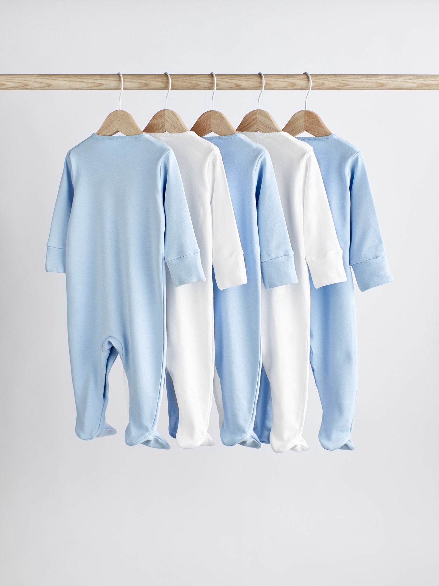 Blue/White 5 Pack Baby Sleepsuits (0-2yrs) image 2