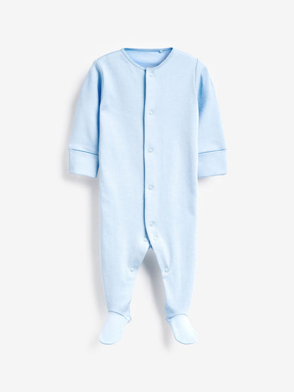 Blue/White 5 Pack Baby Sleepsuits (0-2yrs)