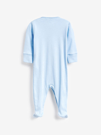 Blue/White 5 Pack Baby Sleepsuits (0-2yrs)