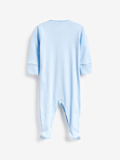 Blue/White 5 Pack Baby Sleepsuits (0-2yrs) image 5