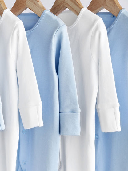 Blue/White 5 Pack Baby Sleepsuits (0-2yrs)