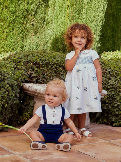 JoJo Maman Bébé Navy 2-Piece Baby Grandad Shirt & Shorts Set image 3