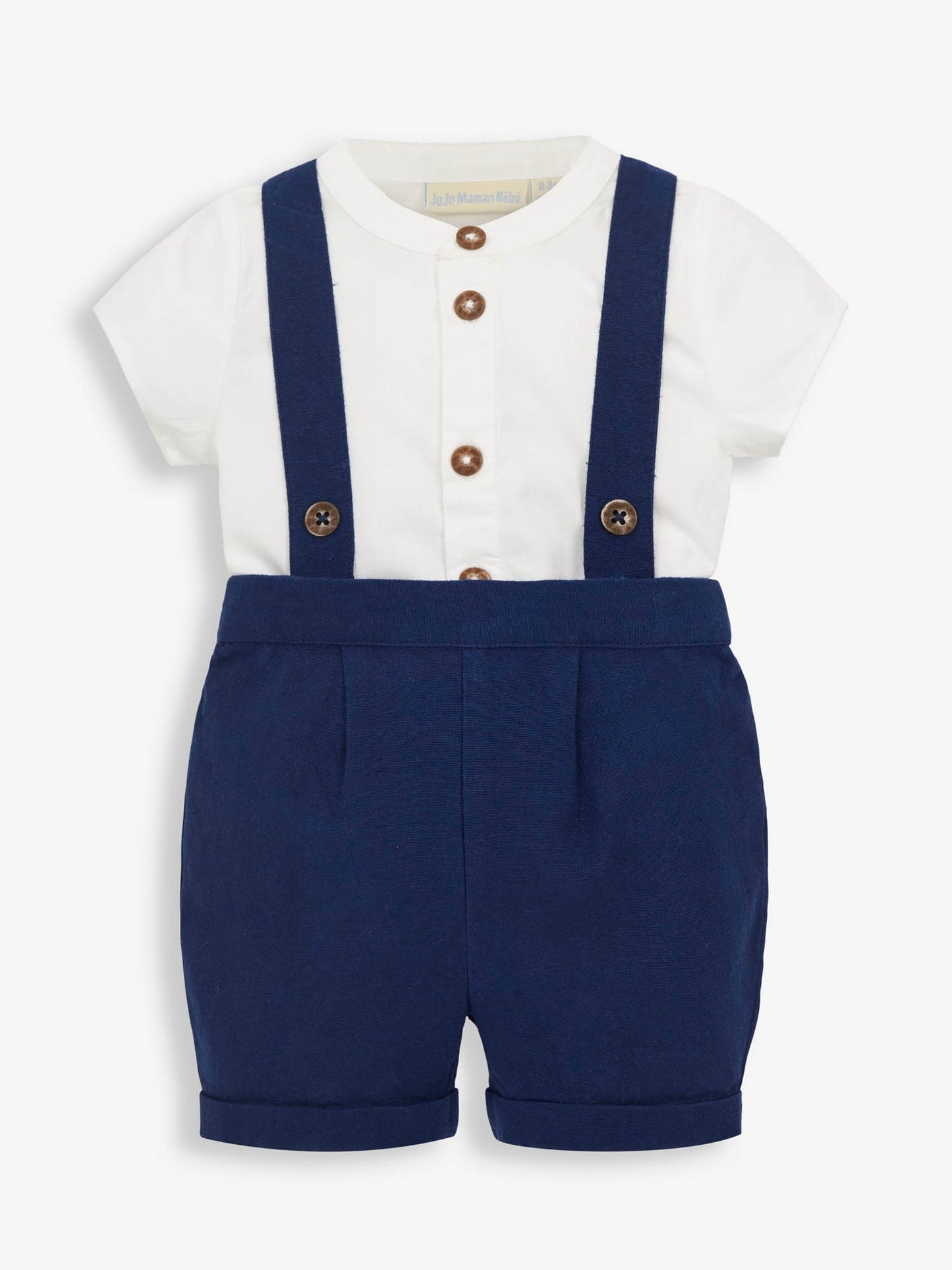 JoJo Maman Bébé Navy 2-Piece Baby Grandad Shirt & Shorts Set image 4