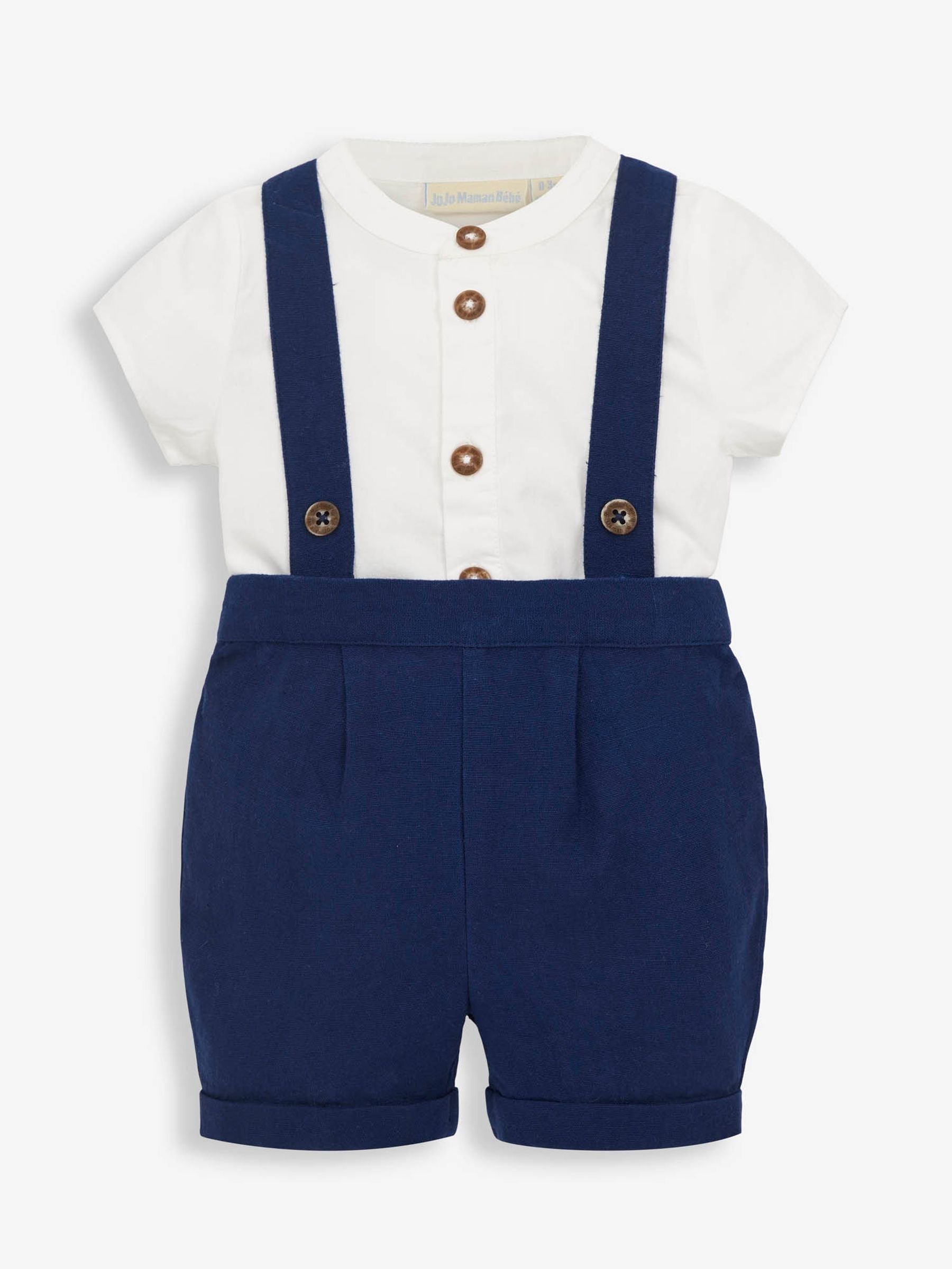 JoJo Maman Bébé Navy 2-Piece Baby Grandad Shirt & Shorts Set image 4