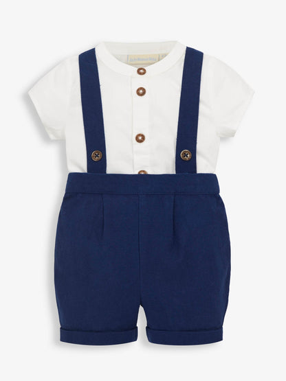 JoJo Maman Bébé Navy 2-Piece Baby Grandad Shirt & Shorts Set image 4