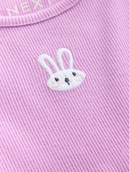 Dsiney Kidz - Lilac Bunny Embroidery Long Sleeve Ribbed Dress (3mths-7yrs) image 7