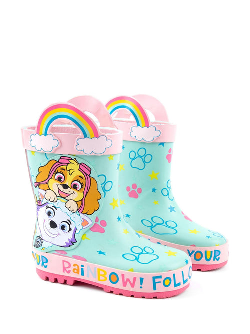Vanilla Underground Blue Paw Patrol Girls Skye & Everest Wellington Boots with Handles image 1
