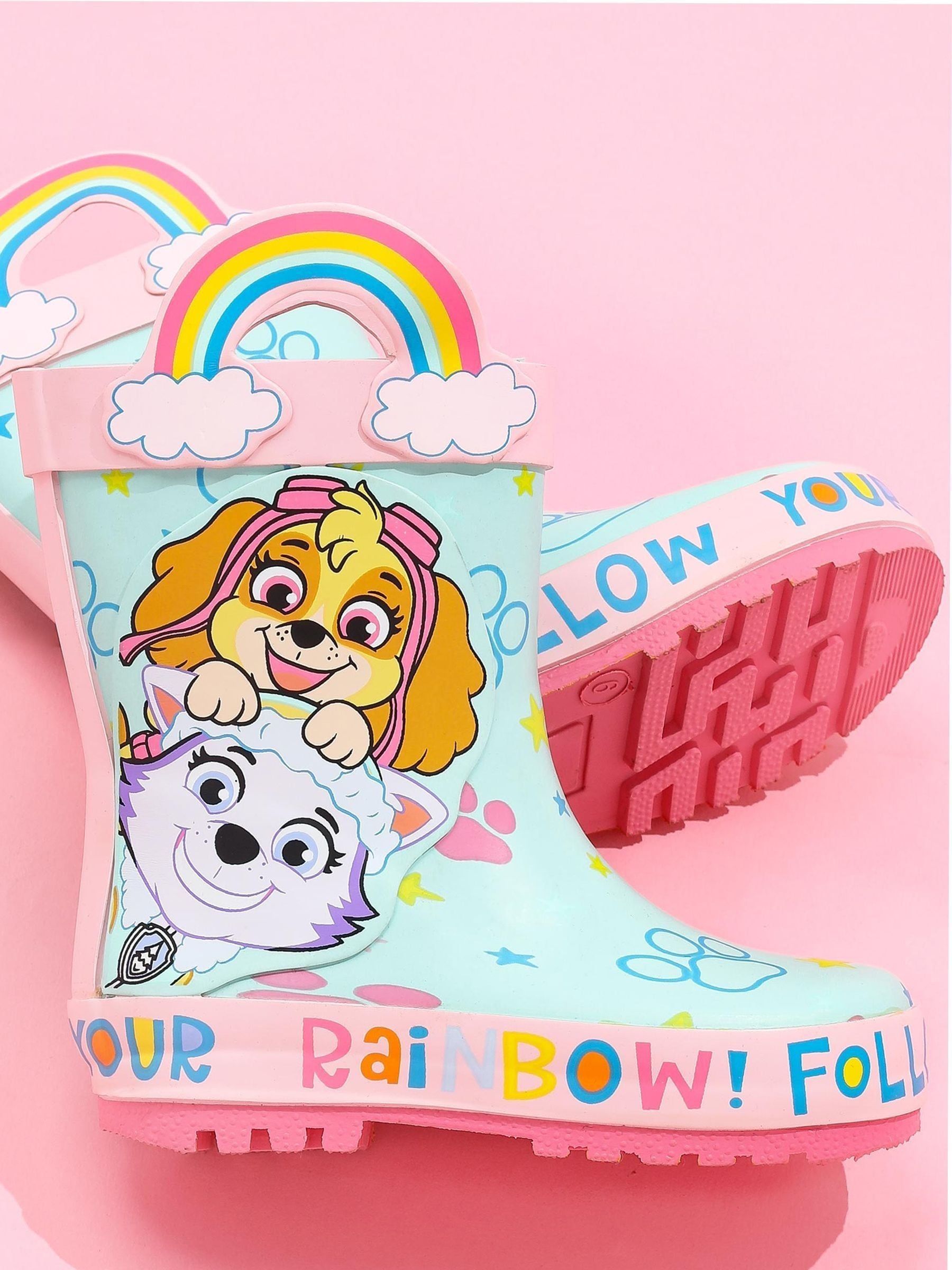 Vanilla Underground Blue Paw Patrol Girls Skye & Everest Wellington Boots with Handles image 3