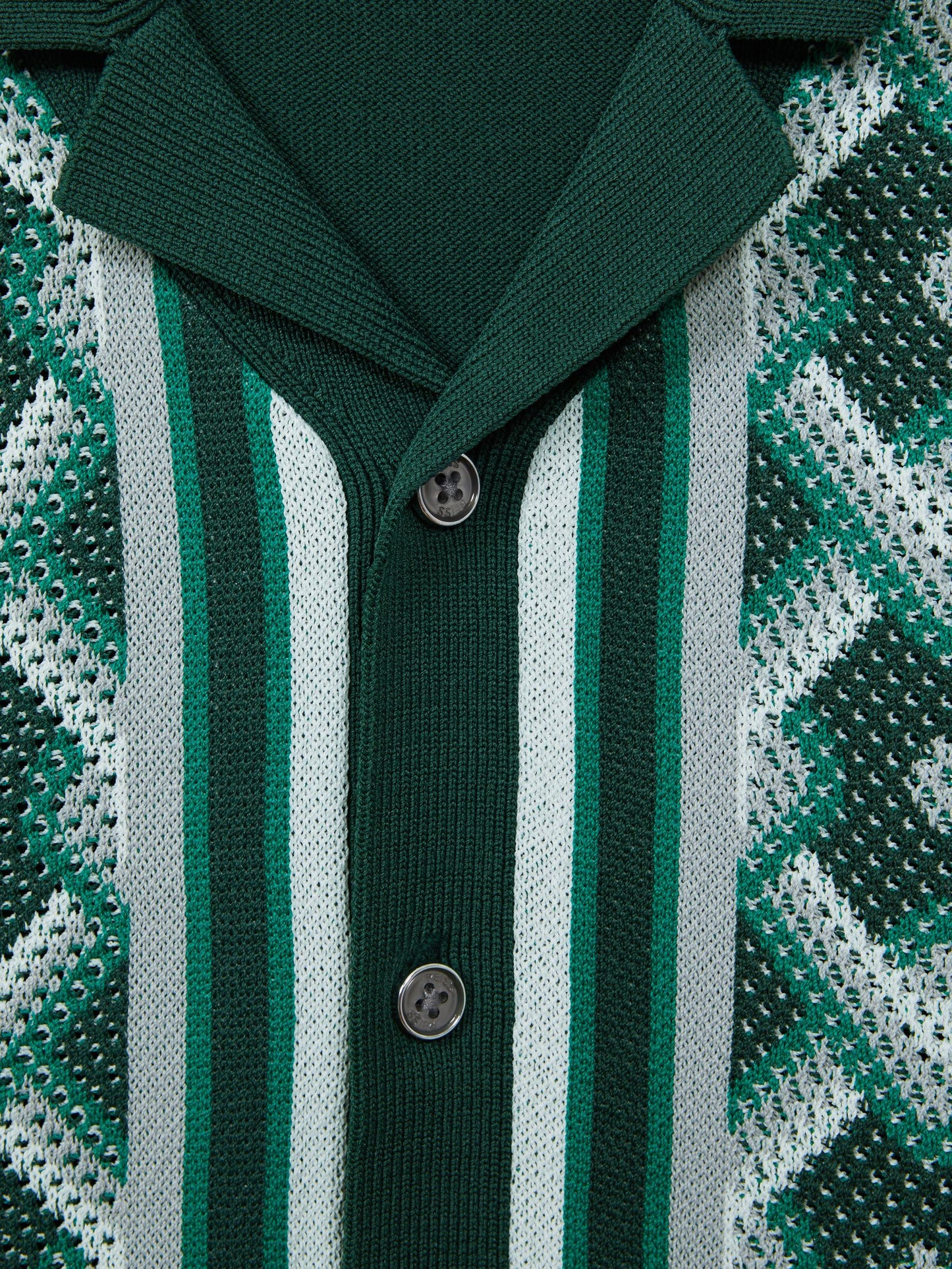 Dsiney Kidz - Reiss Green Multi Hyde 3-9 yrs Knitted Cuban Collar Button-Through Shirt image 6