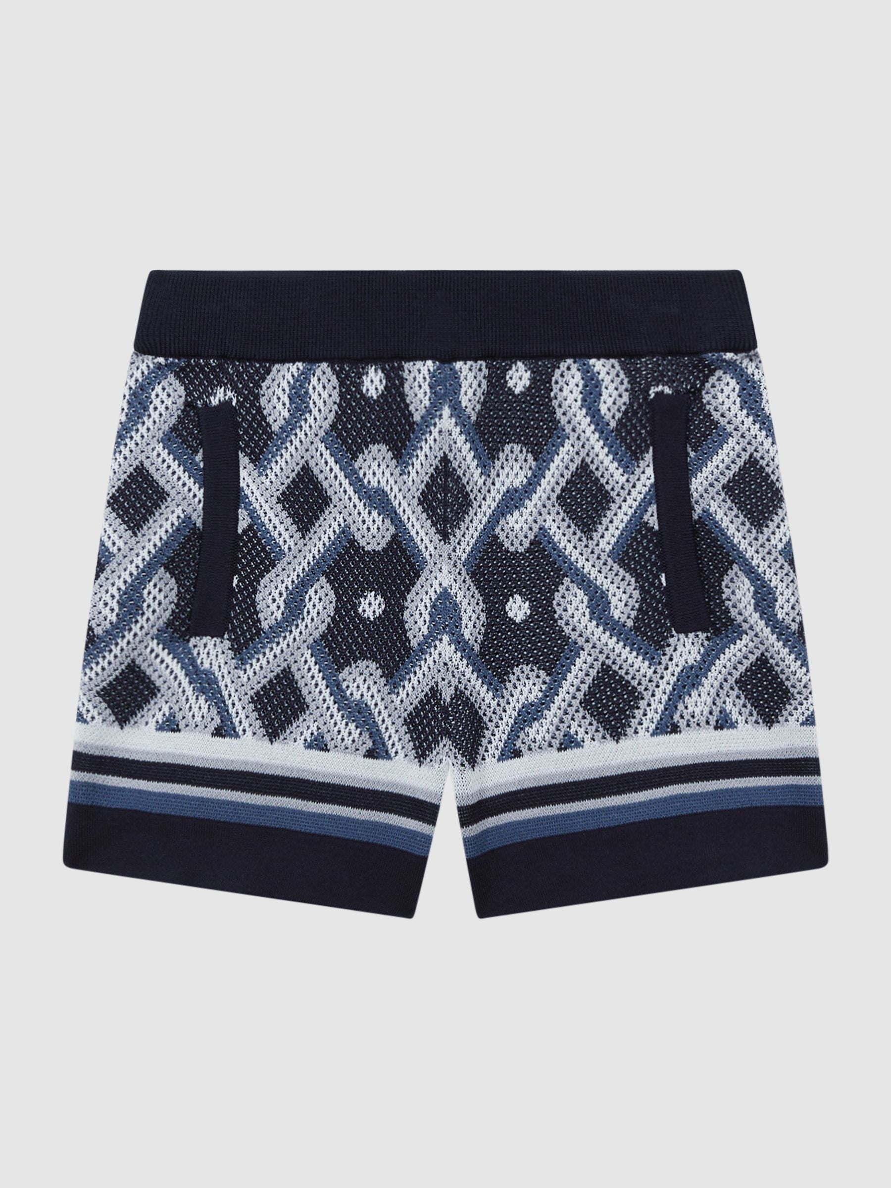 Dsiney Kidz - Reiss Navy Multi Jack 3-9 yrs Knitted Elasticated Waistband Shorts image 2