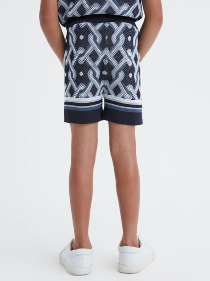 Dsiney Kidz - Reiss Navy Multi Jack 3-9 yrs Knitted Elasticated Waistband Shorts image 5