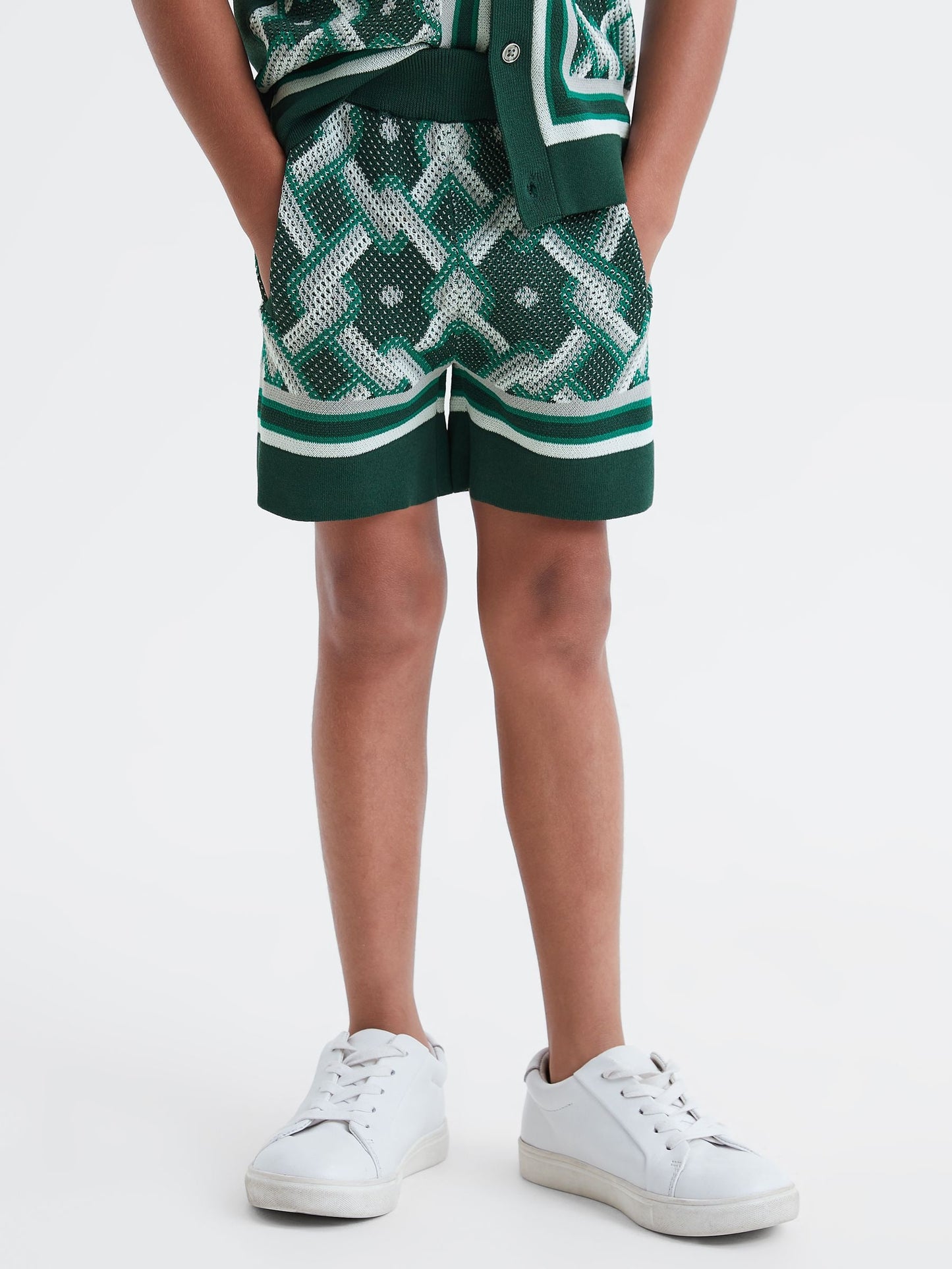 Dsiney Kidz - Reiss Green Multi Jack 3-9 yrs Knitted Elasticated Waistband Shorts image 3