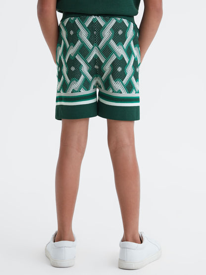 Dsiney Kidz - Reiss Green Multi Jack 3-9 yrs Knitted Elasticated Waistband Shorts image 5