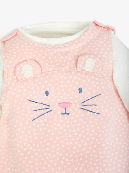JoJo Maman Bébé Pink 2-Piece Mouse Dungaree Set image 4