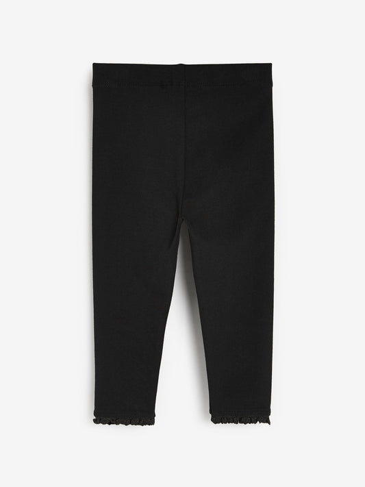 Black Lace Trim Leggings (3mths-7yrs) image 2