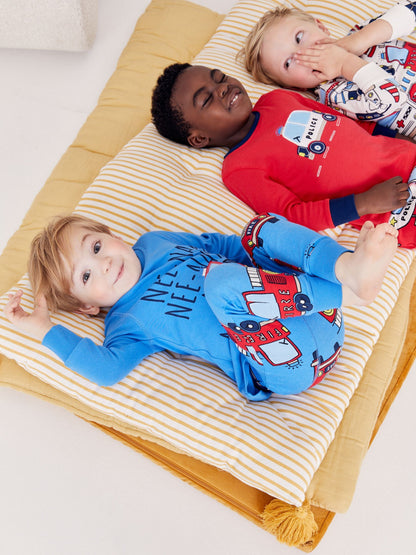 Red/Blue Emergency Vehicles Mini Snuggle Pyjamas 3 Pack (9mths-10yrs)