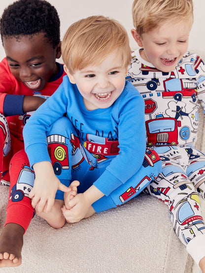Red/Blue Emergency Vehicles Mini Snuggle Pyjamas 3 Pack (9mths-10yrs)