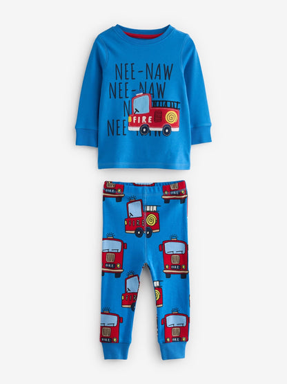 Red/Blue Emergency Vehicles Mini Snuggle Pyjamas 3 Pack (9mths-10yrs)