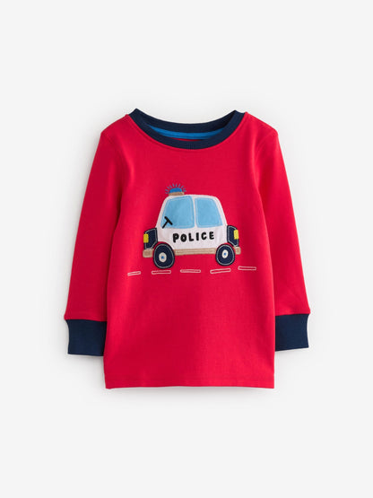 Red/Blue Emergency Vehicles Mini Snuggle Pyjamas 3 Pack (9mths-10yrs)