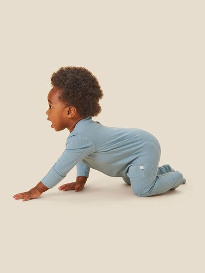 MORI Blue Stretch Supersoft 2 Way Zip Sleepsuit image 3
