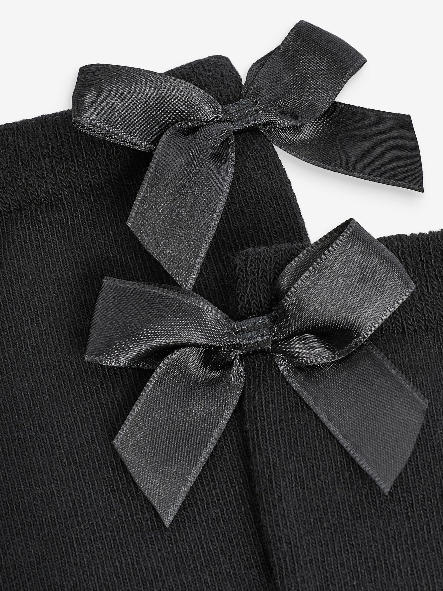 Black 2 Pack Cotton Rich Bow Knee High Socks image 3