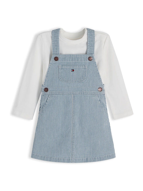 Dsiney Kidz - Tommy Hilfiger Blue Denim Stripe Dungaree Dress And T-Shirt Set image 1