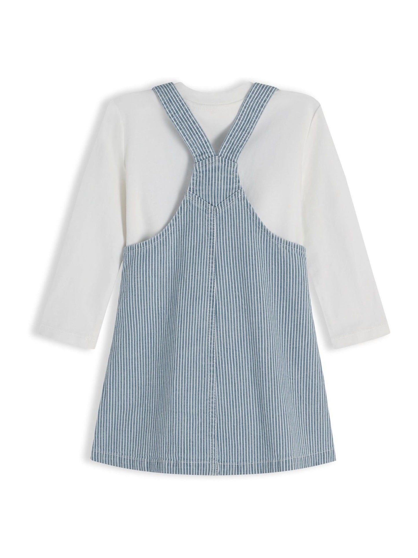 Tommy Hilfiger Blue Denim Stripe Dungaree Dress And T-Shirt Set image 2