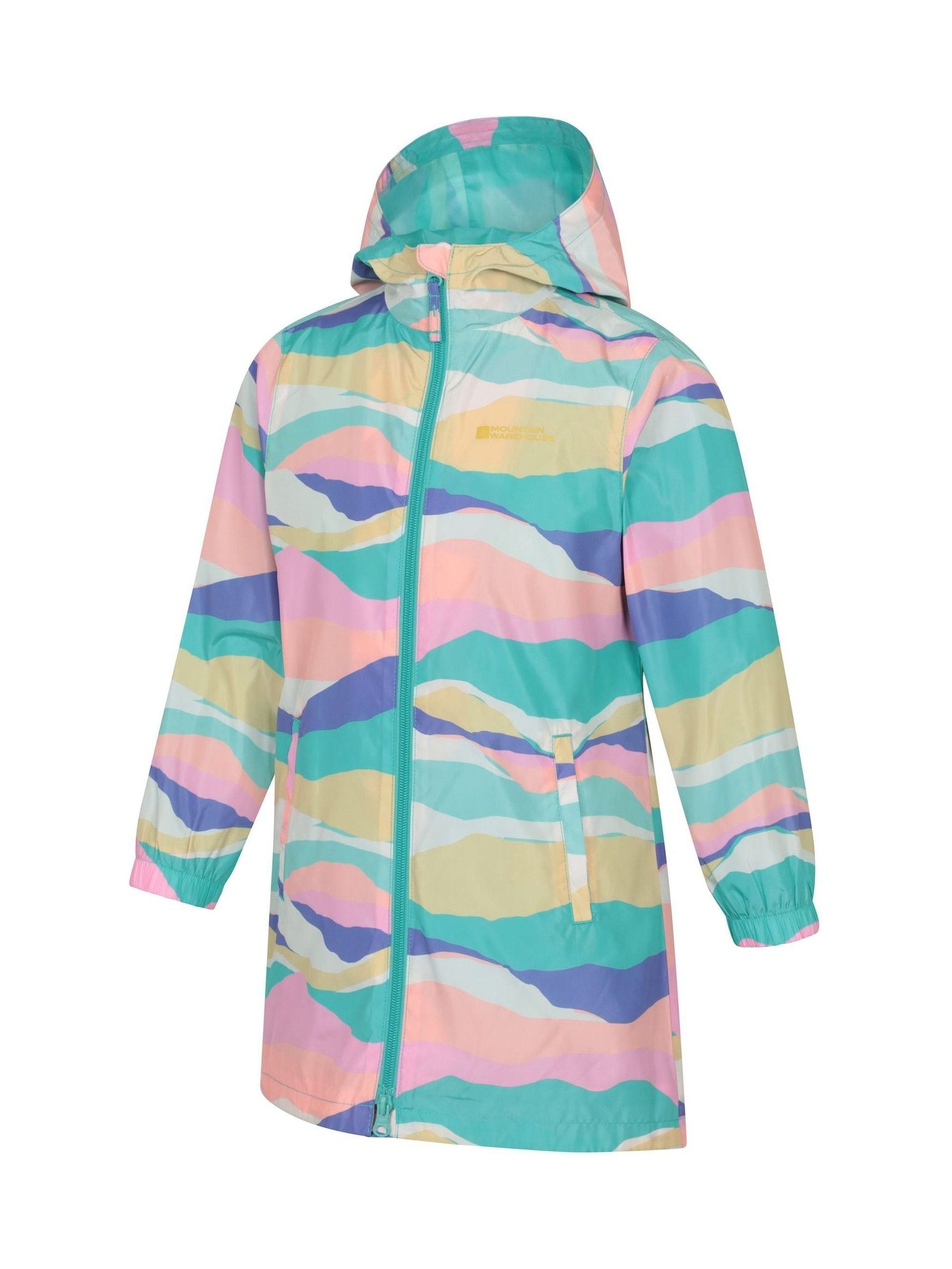 Dsiney Kidz - Mountain Warehouse Bright Pink Kids Flo Printed Water Resistant Jacket image 2